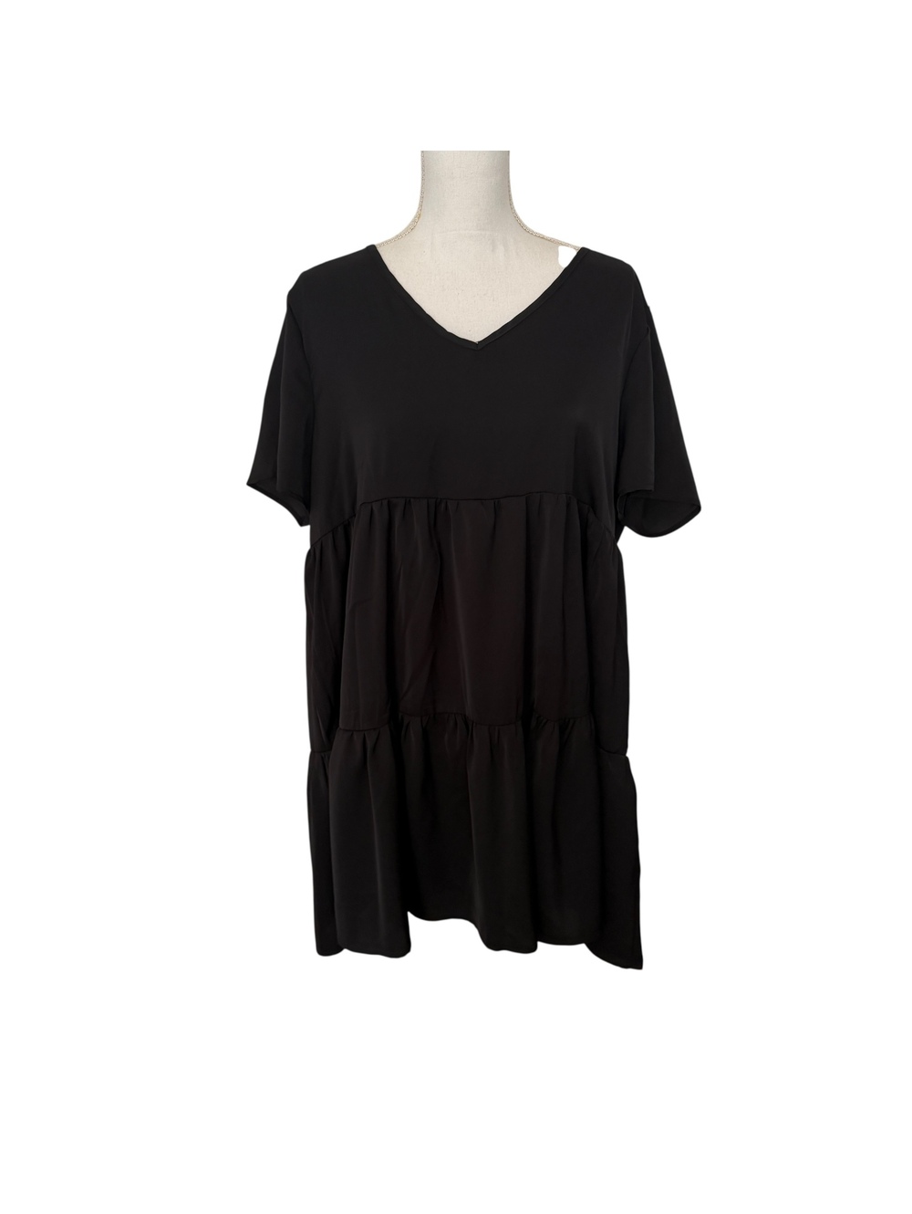 Amazon NWOT Black Short Sleeve Babydoll Dress Size Large